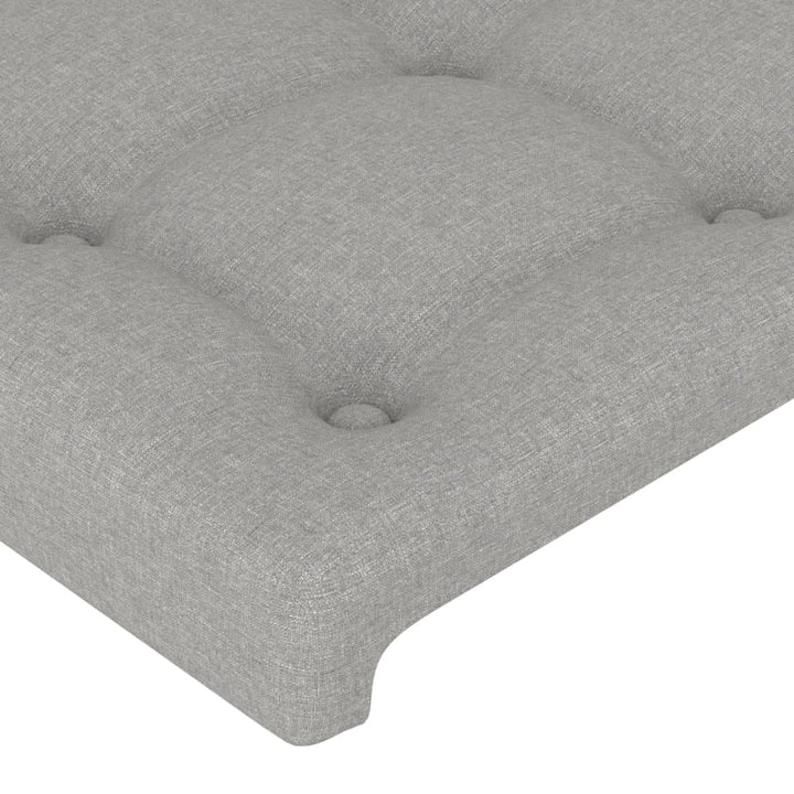 sengegavl med kanter 163x16x118/128 cm stof lysegrå