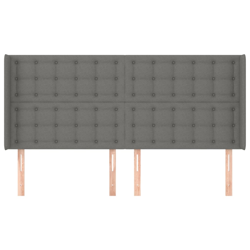 sengegavl med kanter 163x16x118/128 cm stof mørkegrå