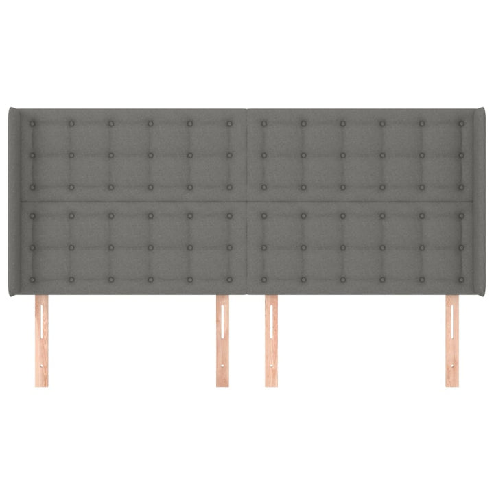 sengegavl med kanter 163x16x118/128 cm stof mørkegrå