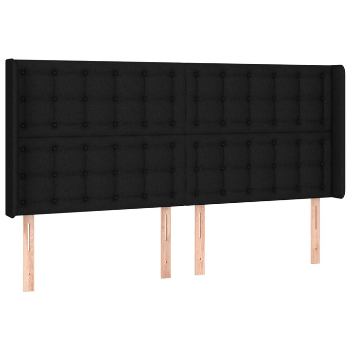 sengegavl med kanter 163x16x118/128 cm stof sort