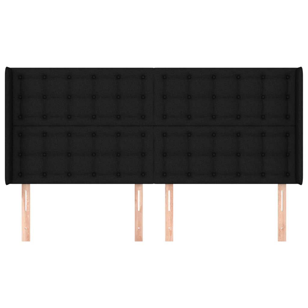 sengegavl med kanter 163x16x118/128 cm stof sort