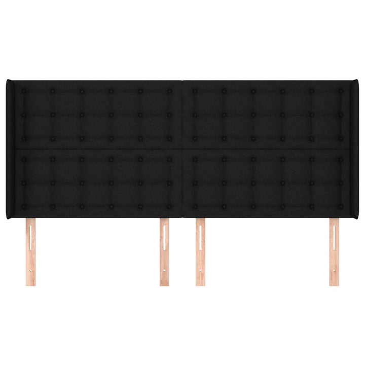 sengegavl med kanter 163x16x118/128 cm stof sort