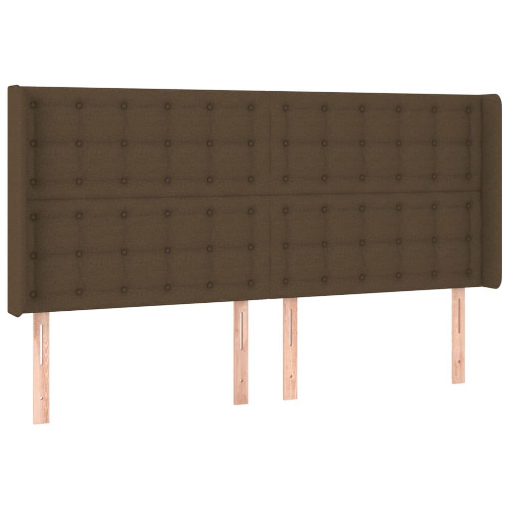 sengegavl med kanter 163x16x118/128 cm stof mørkebrun