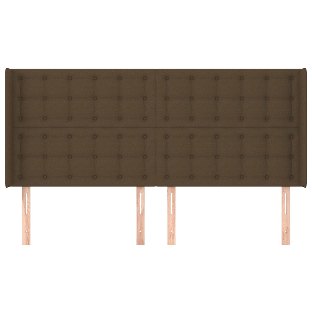 sengegavl med kanter 163x16x118/128 cm stof mørkebrun