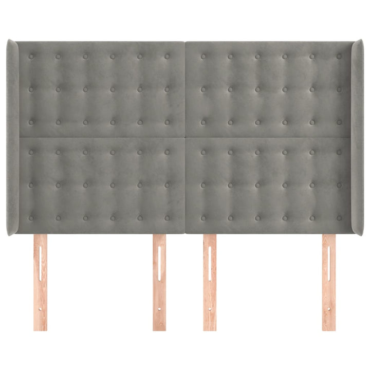 sengegavl med kanter 147x16x118/128 cm fløjl lysegrå