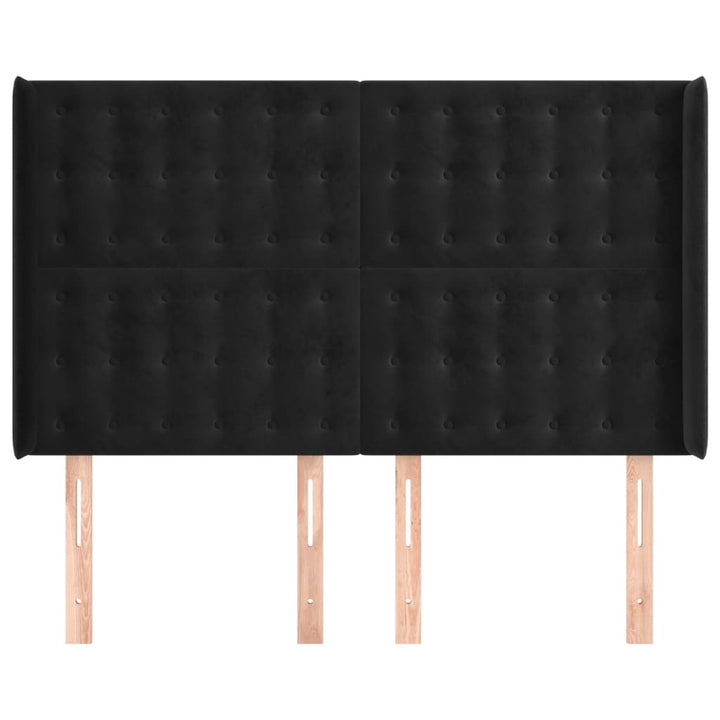 sengegavl med kanter 147x16x118/128 cm fløjl sort