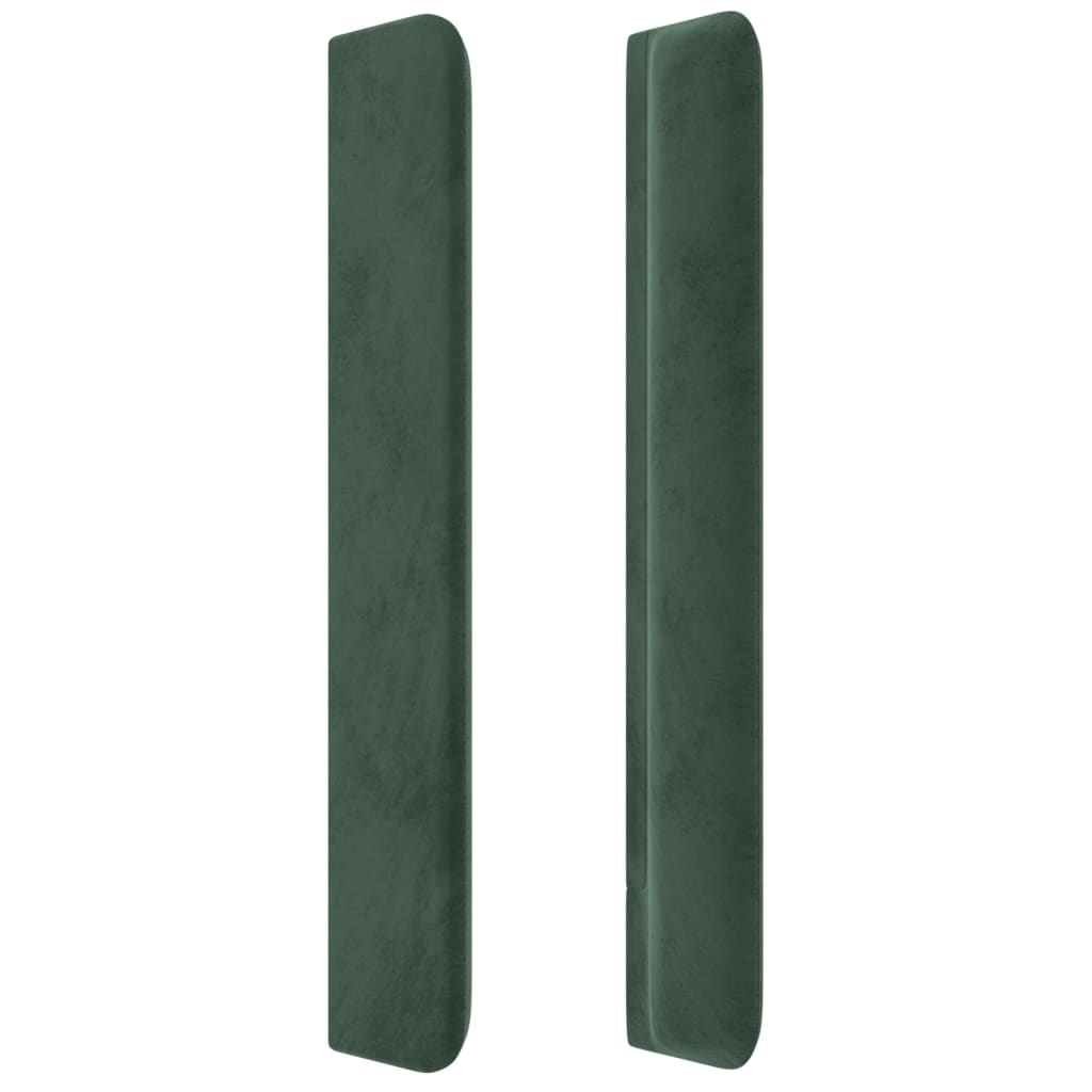 sengegavl med kanter 147x16x118/128 cm fløjl mørkegrøn