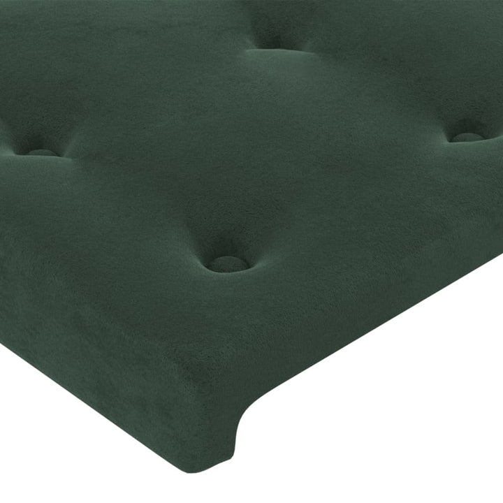 sengegavl med kanter 147x16x118/128 cm fløjl mørkegrøn