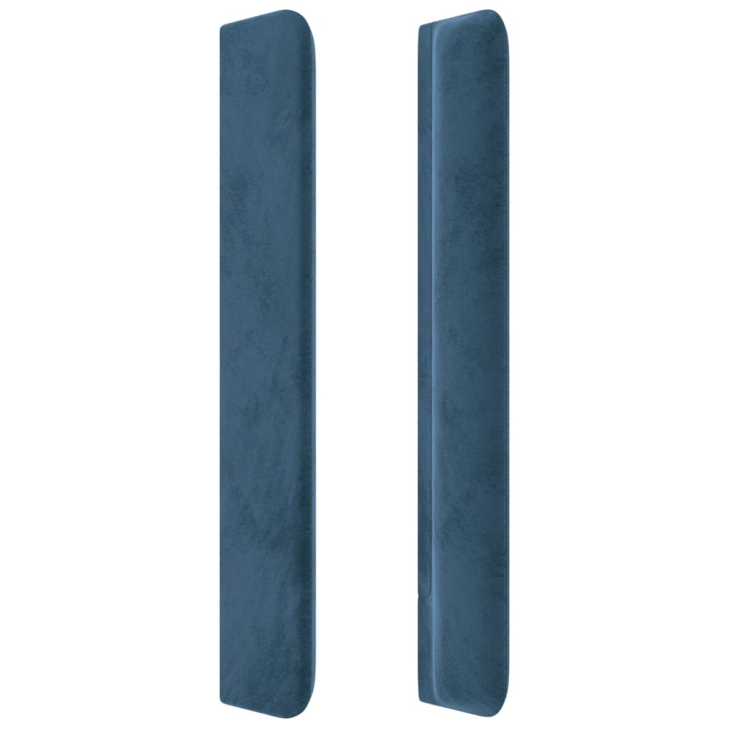 sengegavl med kanter 147x16x118/128 cm fløjl mørkeblå