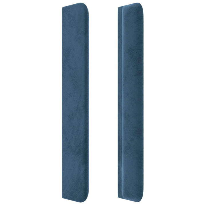 sengegavl med kanter 147x16x118/128 cm fløjl mørkeblå