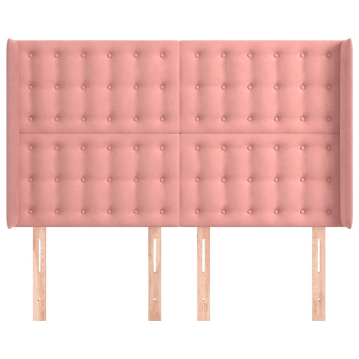 sengegavl med kanter 147x16x118/128 cm fløjl lyserød