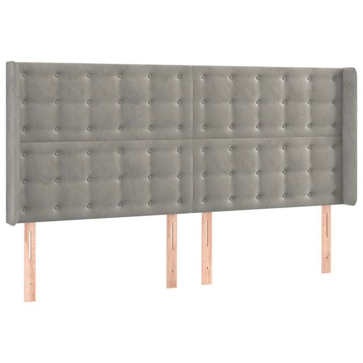 sengegavl med kanter 163x16x118/128 cm fløjl lysegrå
