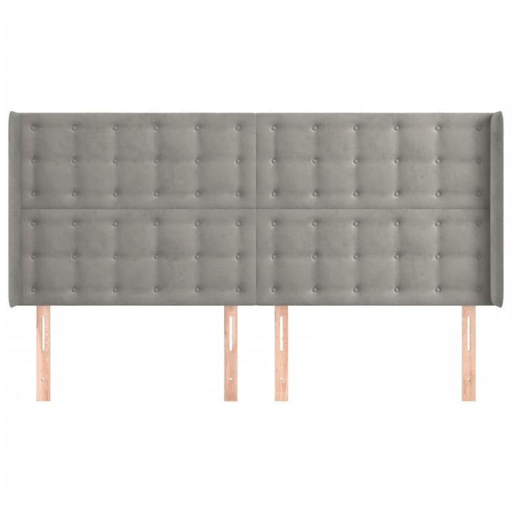 sengegavl med kanter 163x16x118/128 cm fløjl lysegrå