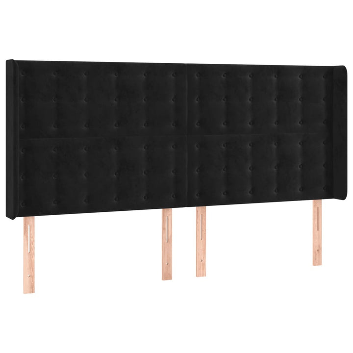 sengegavl med kanter 163x16x118/128 cm fløjl sort