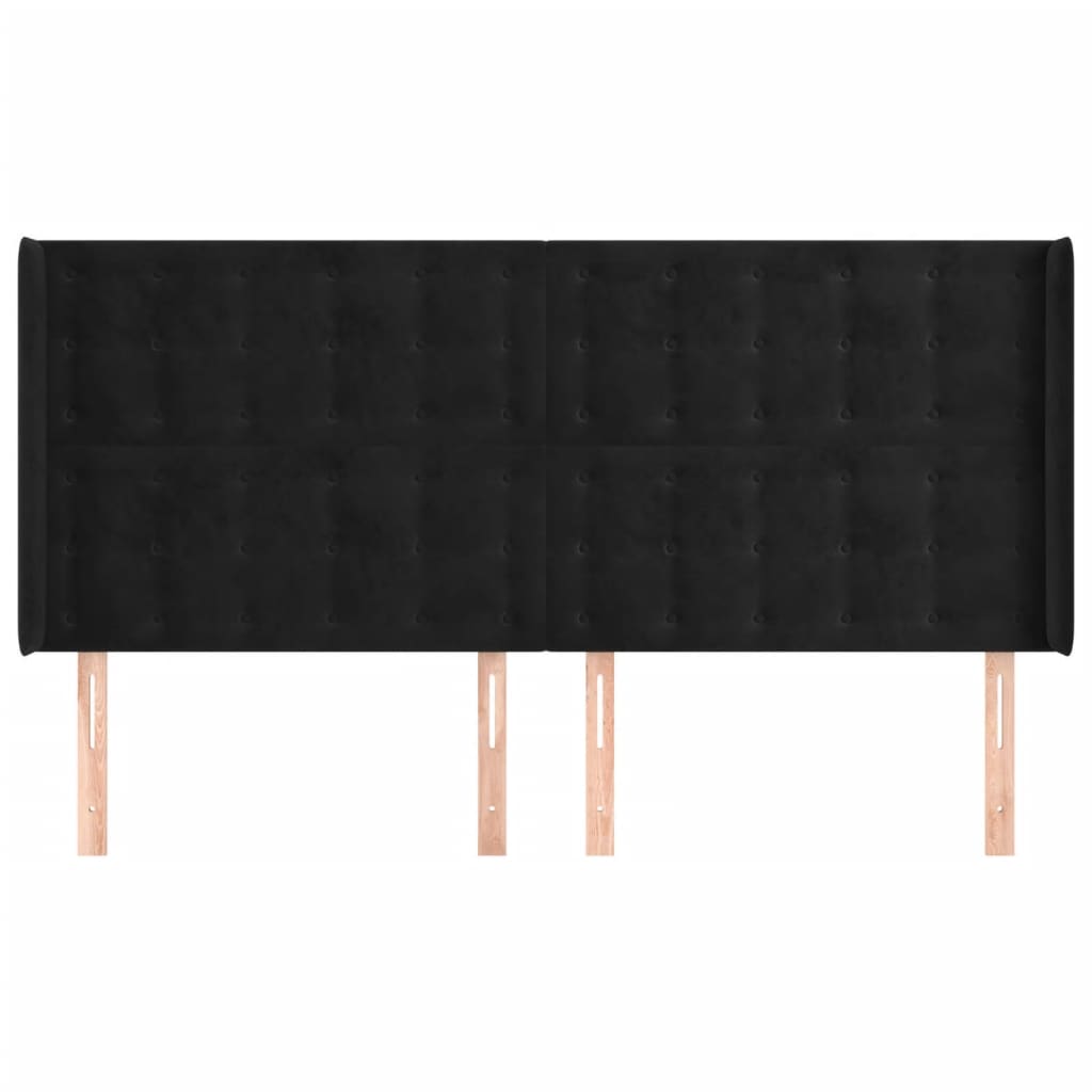 sengegavl med kanter 163x16x118/128 cm fløjl sort