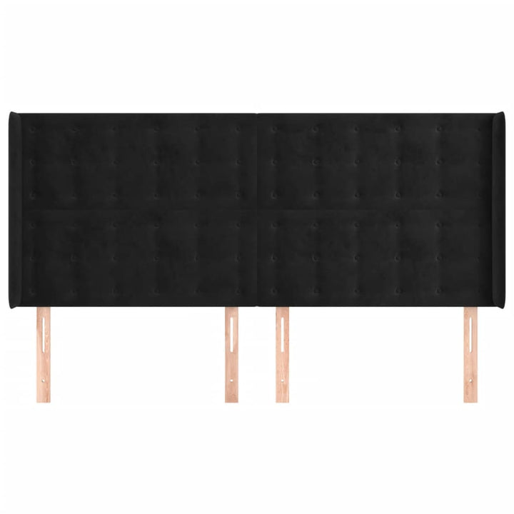 sengegavl med kanter 163x16x118/128 cm fløjl sort