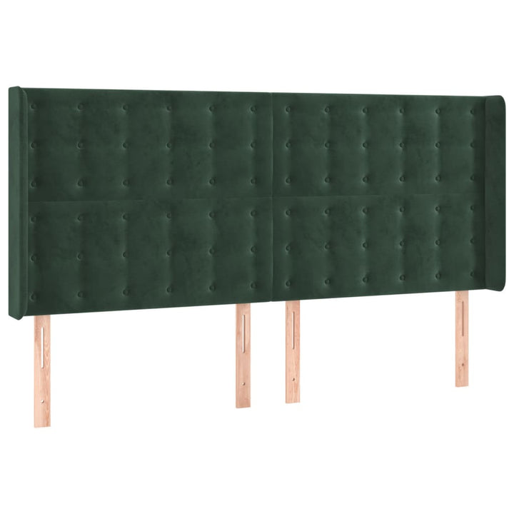 sengegavl med kanter 163x16x118/128 cm fløjl mørkegrøn