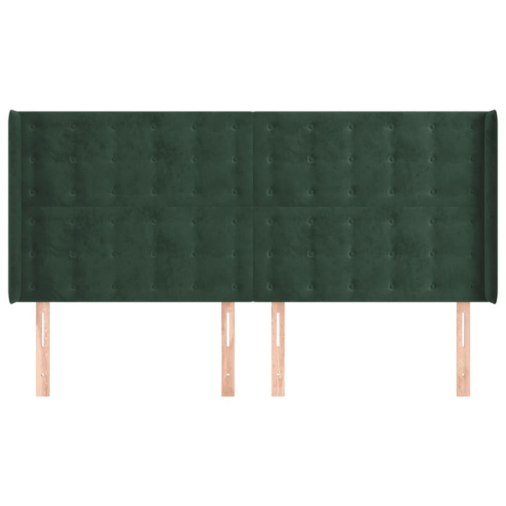 sengegavl med kanter 163x16x118/128 cm fløjl mørkegrøn