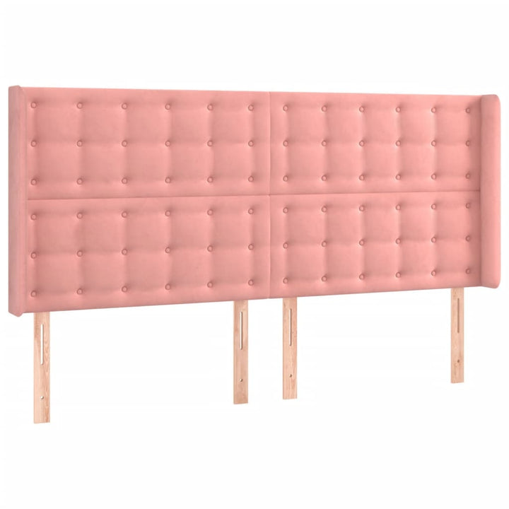 sengegavl med kanter 163x16x118/128 cm fløjl lyserød