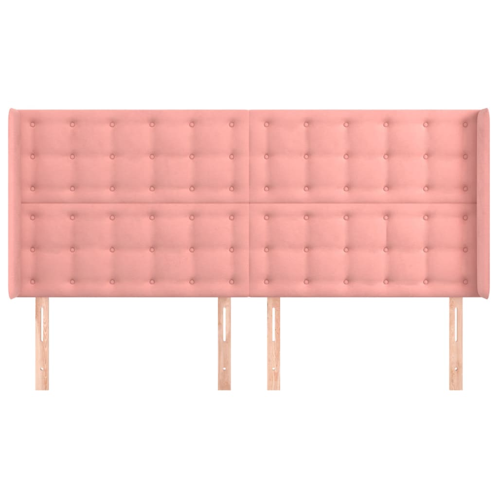 sengegavl med kanter 163x16x118/128 cm fløjl lyserød