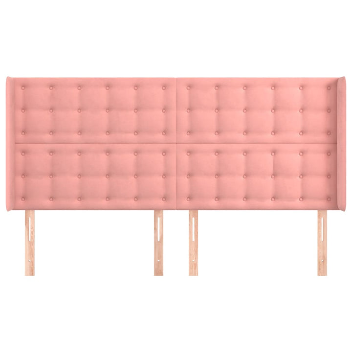 sengegavl med kanter 163x16x118/128 cm fløjl lyserød