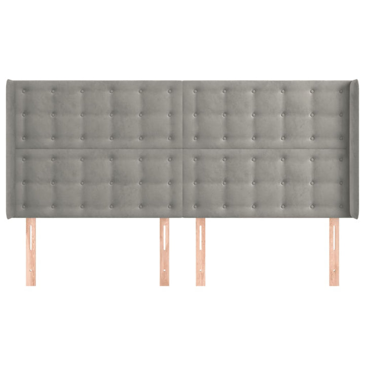 sengegavl med kanter 183x16x118/128 cm fløjl lysegrå