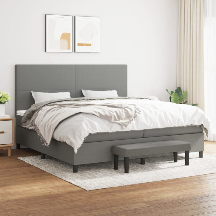 kontinentalseng med madras 200x200 cm stof mørkegrå