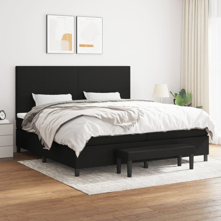 kontinentalseng med madras 200x200 cm stof sort