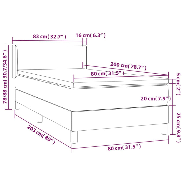 kontinentalseng med madras 80x200 cm stof blå