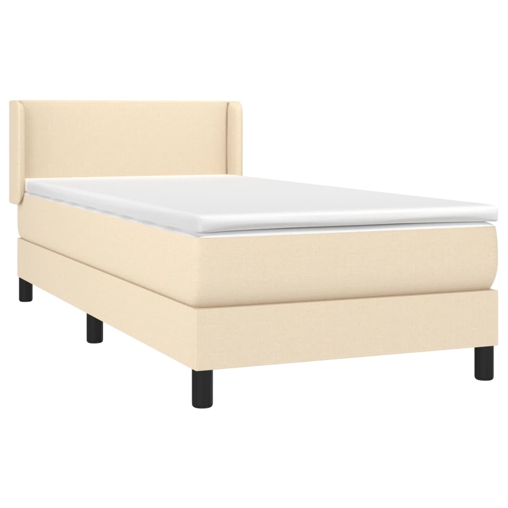 kontinentalseng med madras 90x190 cm stof cremefarvet