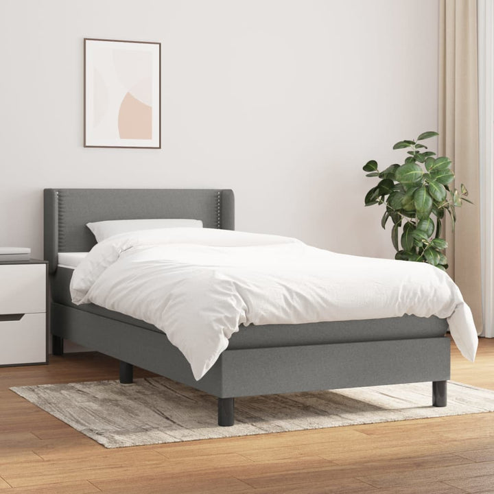 kontinentalseng med madras 80x200 cm stof mørkegrå