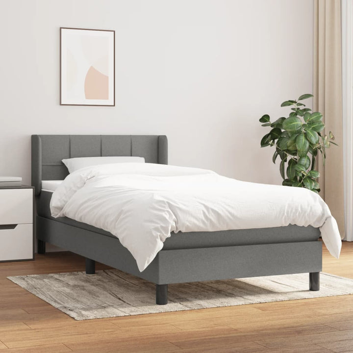 kontinentalseng med madras 80x200 cm stof mørkegrå