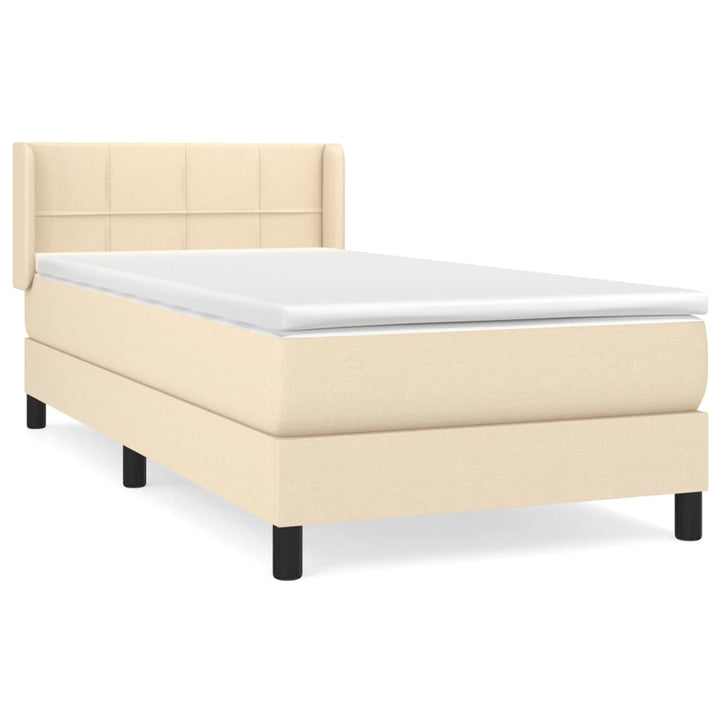 kontinentalseng med madras 90x190 cm stof cremefarvet