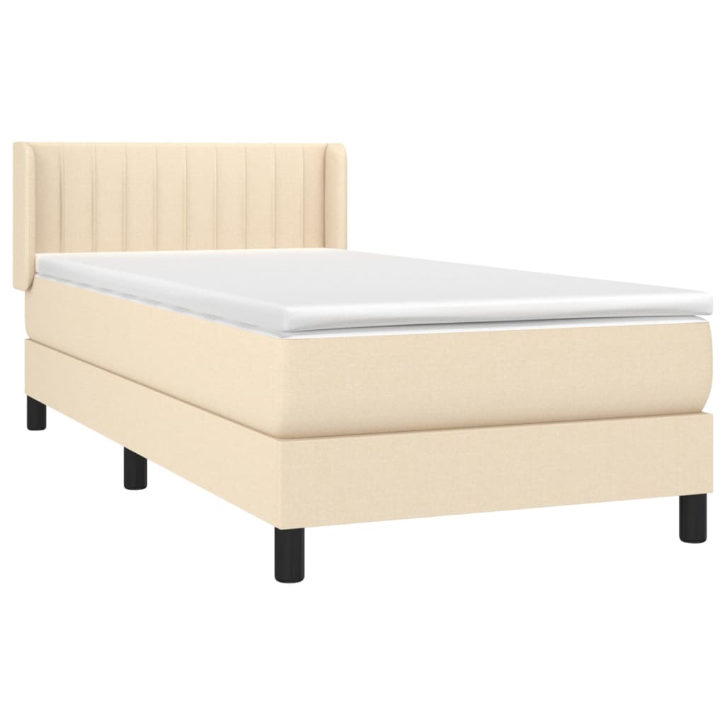 kontinentalseng med madras 90x190 cm stof cremefarvet