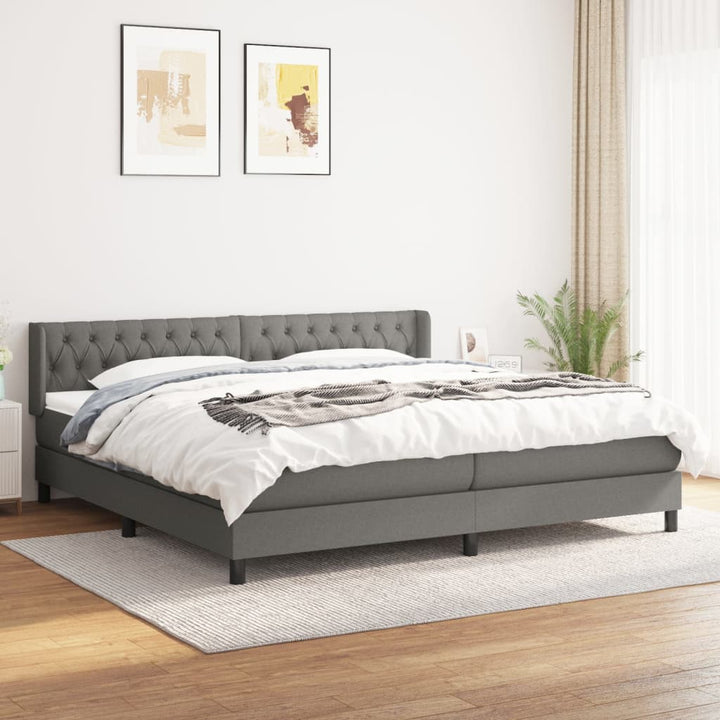kontinentalseng med madras 200x200 cm stof mørkegrå