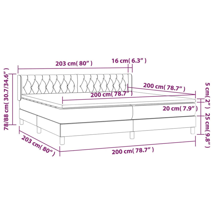 kontinentalseng med madras 200x200 cm stof sort