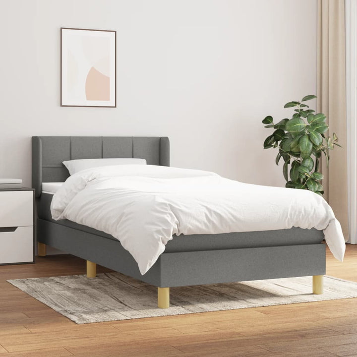 kontinentalseng med madras 80x200 cm stof mørkegrå