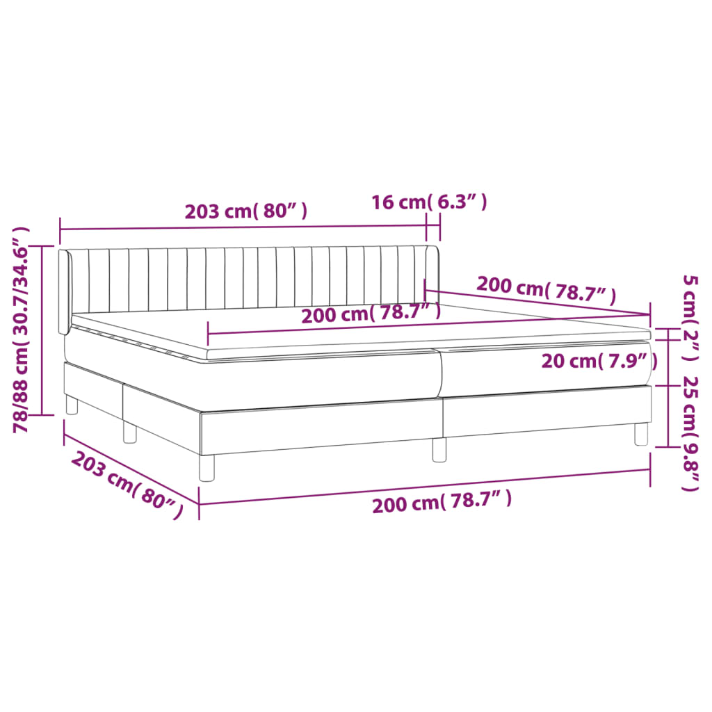 kontinentalseng med madras 200x200 cm stof sort