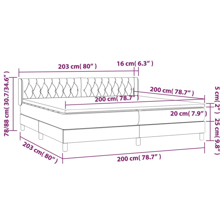 kontinentalseng med madras 200x200 cm stof sort