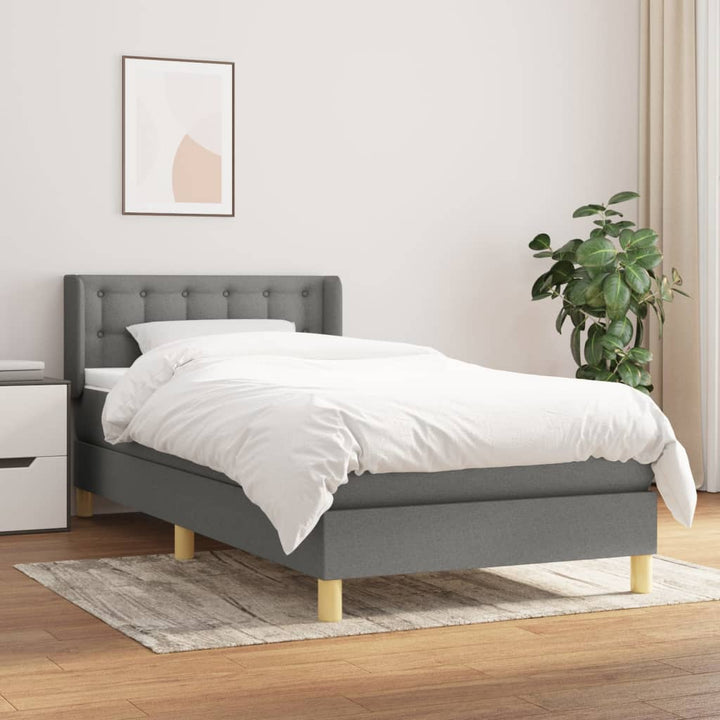 kontinentalseng med madras 80x200 cm stof mørkegrå