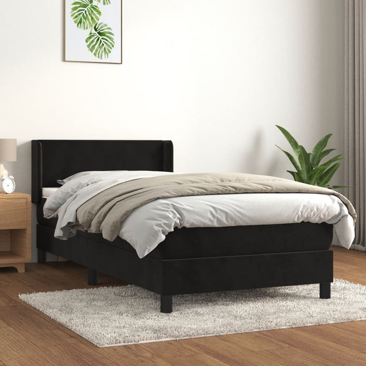 kontinentalseng med madras 80x200 cm fløjl sort