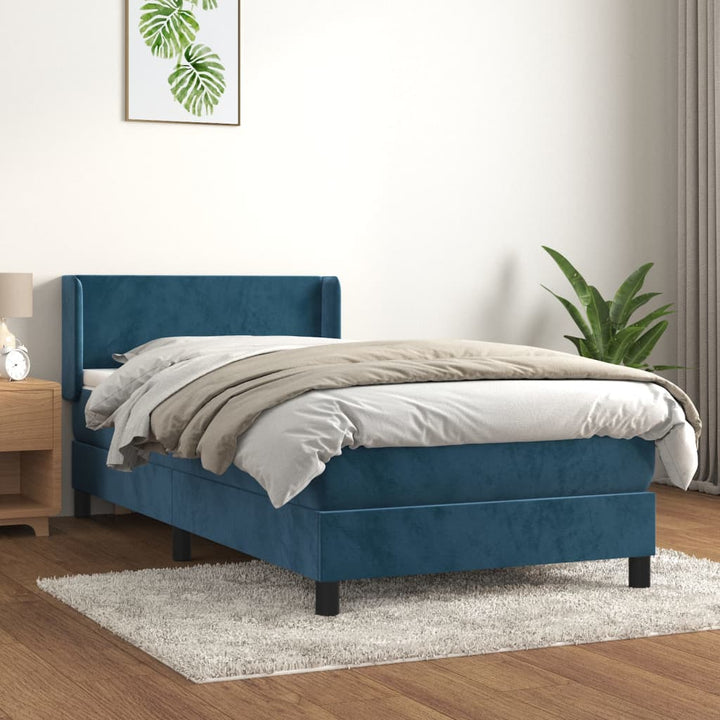 kontinentalseng med madras 80x200 cm fløjl mørkeblå