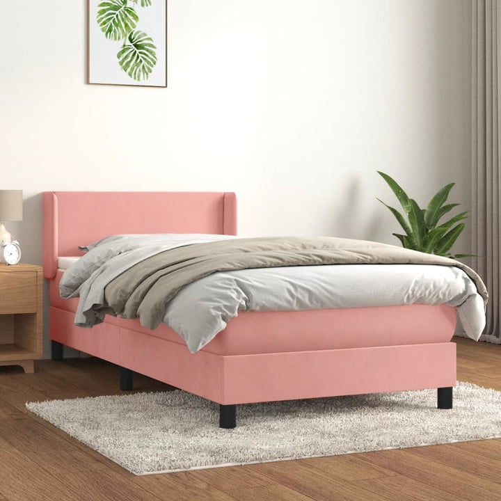 kontinentalseng med madras 80x200 cm fløjl lyserød