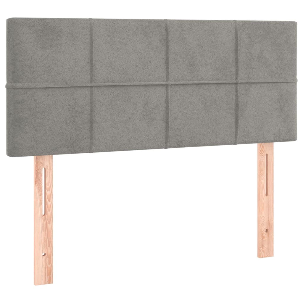 kontinentalseng med madras 90x190 cm fløjl lysegrå