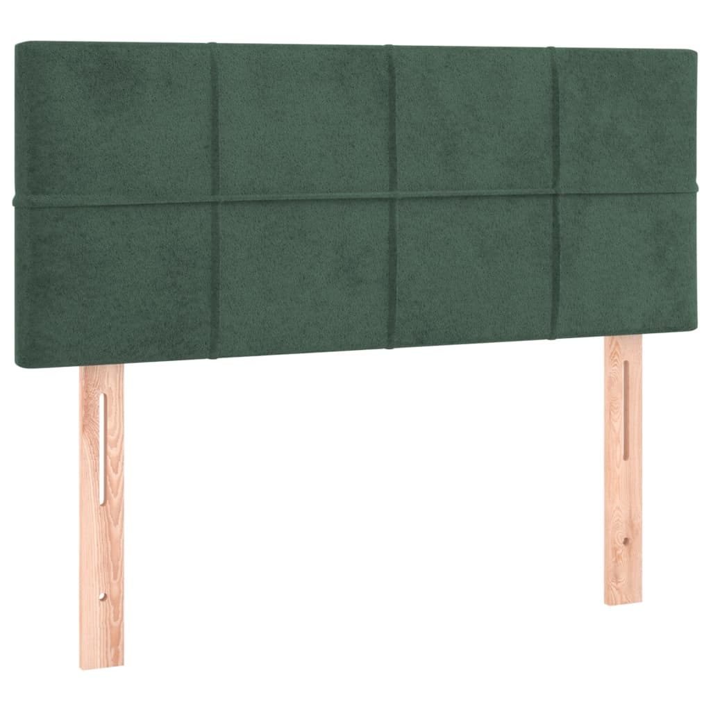 kontinentalseng med madras 90x190 cm fløjl mørkegrøn