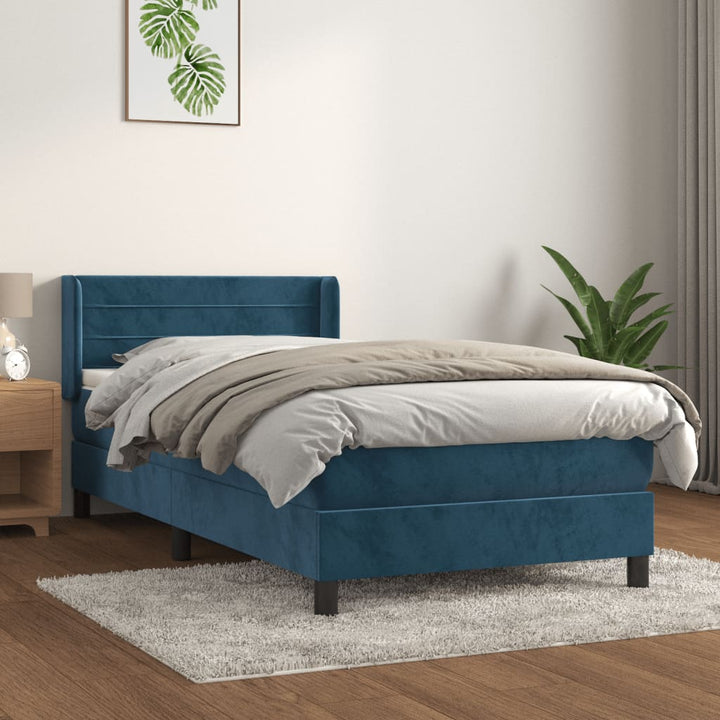 kontinentalseng med madras 80x200 cm fløjl mørkeblå