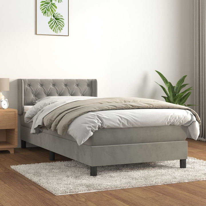 kontinentalseng med madras 80x200 cm fløjl lysegrå