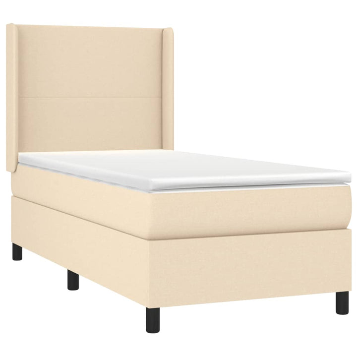 kontinentalseng med madras 90x190 cm stof cremefarvet