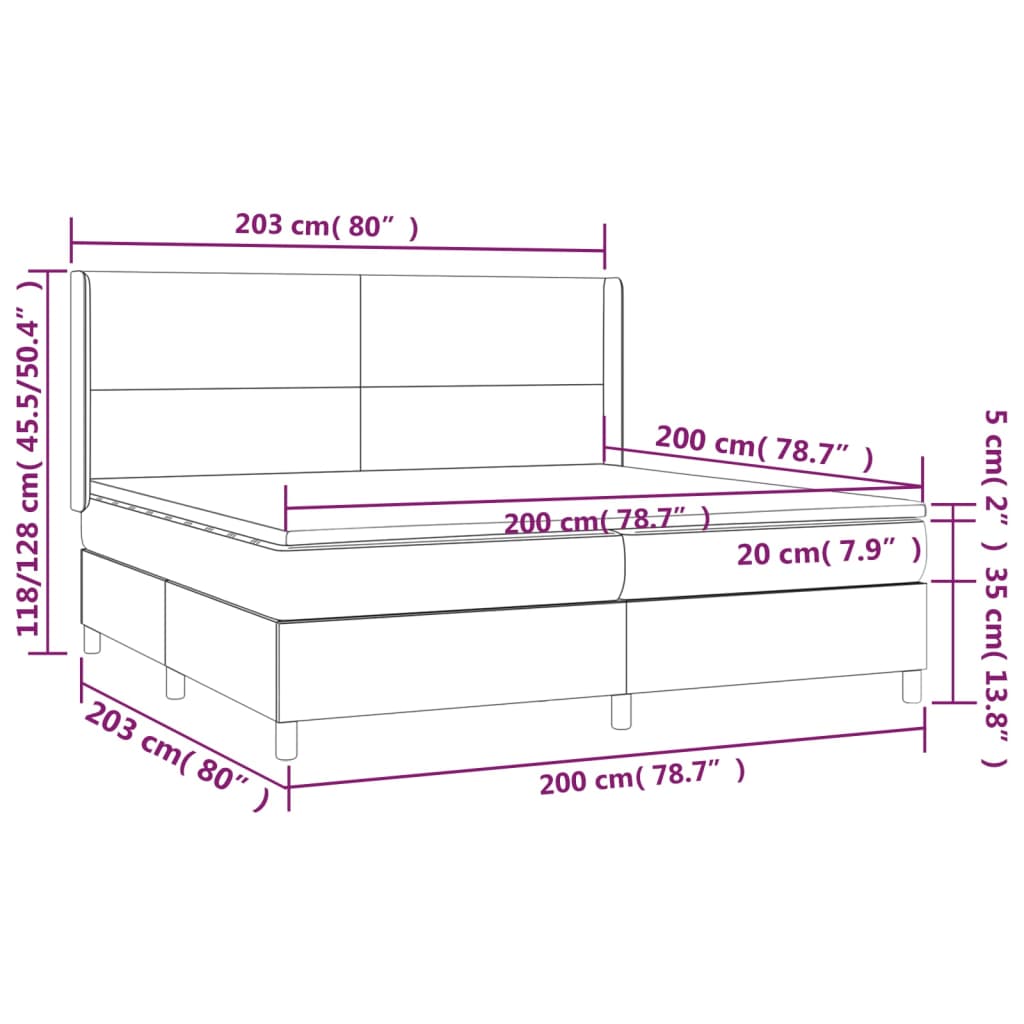 kontinentalseng med madras 200x200 cm stof sort