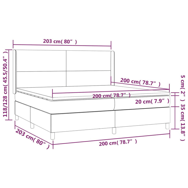 kontinentalseng med madras 200x200 cm stof sort
